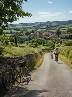 Bike ride toward a countryside village